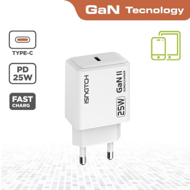 Φορτιστής Τοίχου iSNATCH 59.1805.08 25W GaN – USB-C PD 3.0, PPS & Εισόδος 100-240V