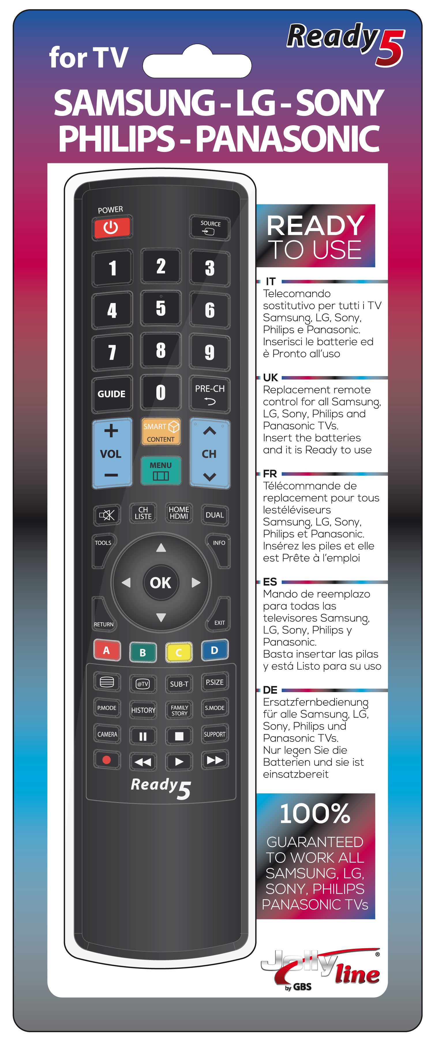 GBS Elettronica Universal TV Remote — Side View
