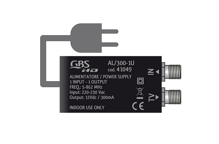 Jolly Line 41049 AL/300 1U Τροφοδοτικό Ενισχυτή Κεραίας – 12 V DC, 300 mA & F-Type