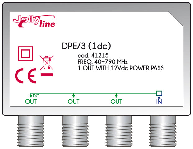 Διακλαδωτής Ιστού GBS Jolly Line 41214-B 1-In/3-Out – 40-790 MHz, 2 DC-Pass & F-Type