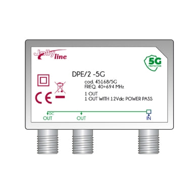 Jolly Line 45168/5G Διακλαδωτής Ιστού 5G – 2 Έξοδοι, 1 DC Pass & 40-694 MHz