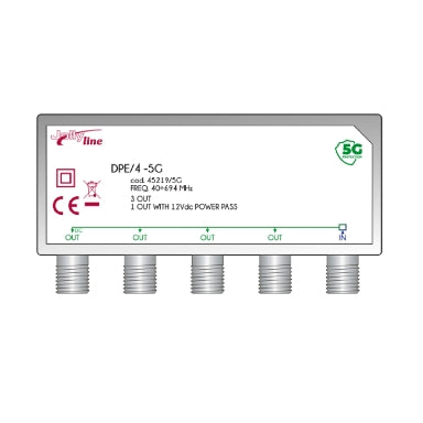 Jolly Line 45219 Διακλαδωτής Ιστού 5G 4 Έξοδοι – 40-694 MHz, DC Pass & F-Type, 20 dB