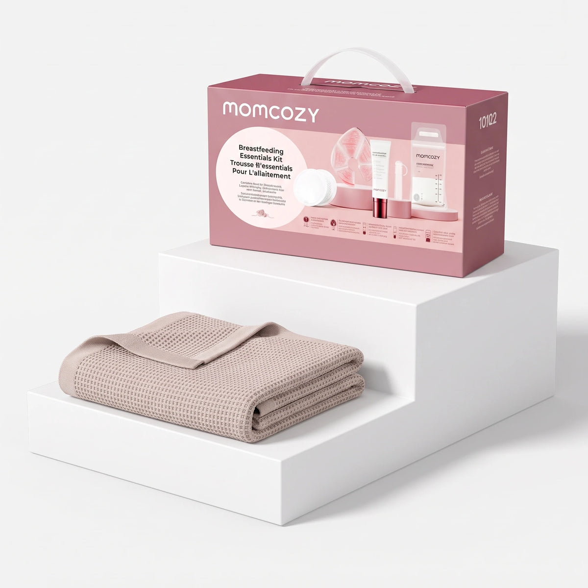 Momcozy Breastfeeding Essentials Kit + Nursing Cover Bundle (Brown cover) — Momcozy bundle on light grey background