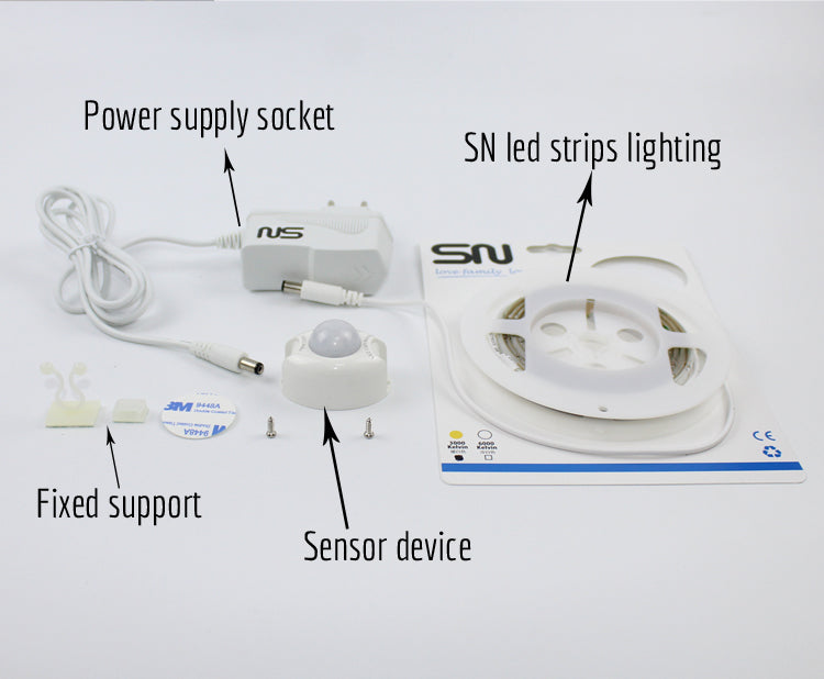 LED Motion-Sensor Under-Bed Light Single – 1.2 m 36-LED Strip, 7.5 W & 12 V DC Adapter