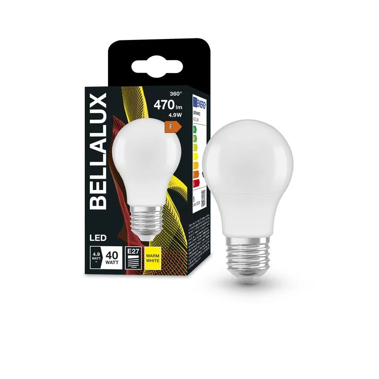 Λαμπτήρας LED LEDVANCE OSRAM Bellalux CLA40 4.9W E27 2700K – 470 lm, A60 GLS & Θερμό Λευκό
