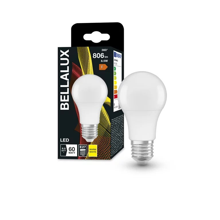 Λαμπτήρας LED LEDVANCE OSRAM Bellalux CLA60 8.5W E27 2700K – 806 lm, A60 GLS & Θερμό Λευκό