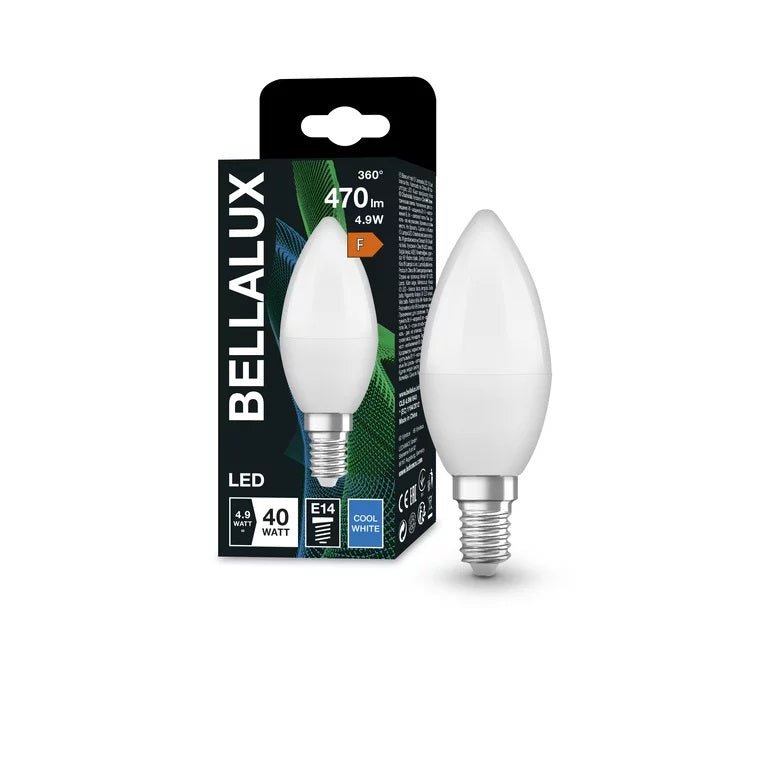 Λαμπτήρας LED Κεριού LEDVANCE OSRAM Bellalux CLB40 4.9W E14 4000K – 470 lm & Ψυχρό Λευκό