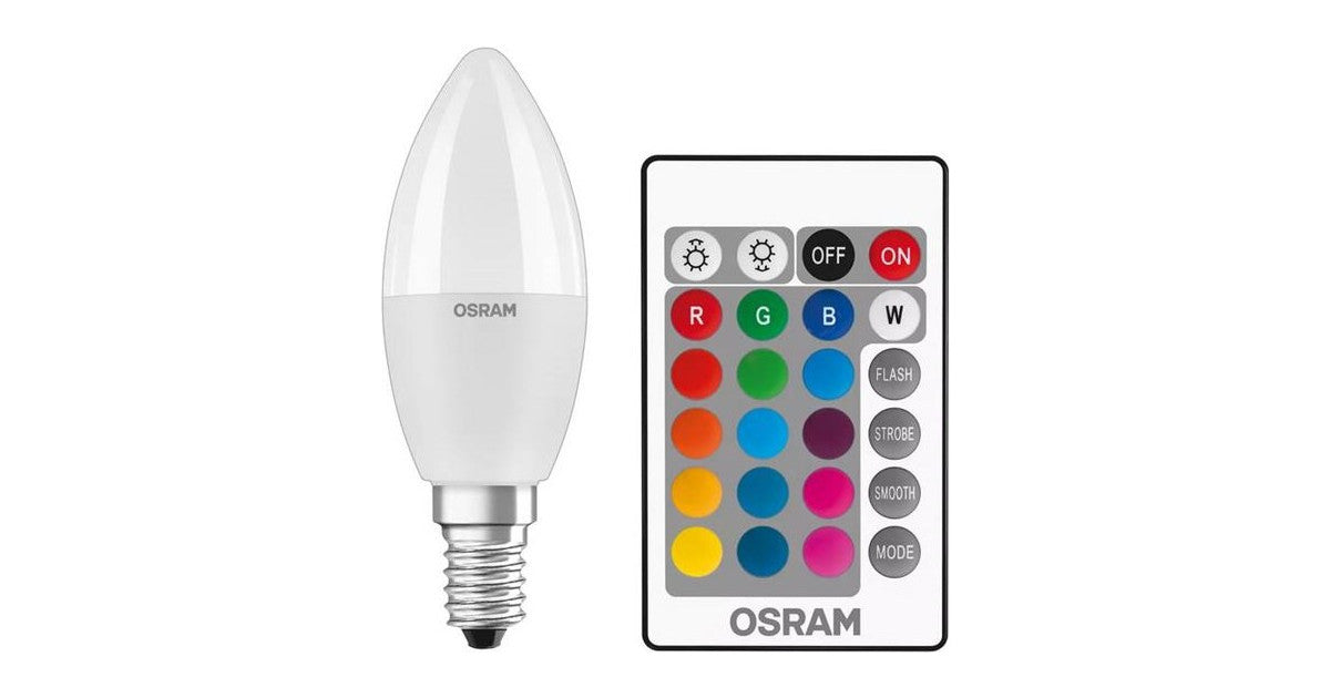 Λάμπα LED RGB Κερί LEDVANCE SCLB40 REM 4.9 W E14 2700 K – Τηλεχ. IR & 4 Εφέ