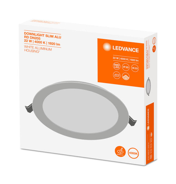 Χωνευτό LED LEDVANCE OSRAM DL Slim Alu DN205 22W 4000K – Εξωτερικό Driver