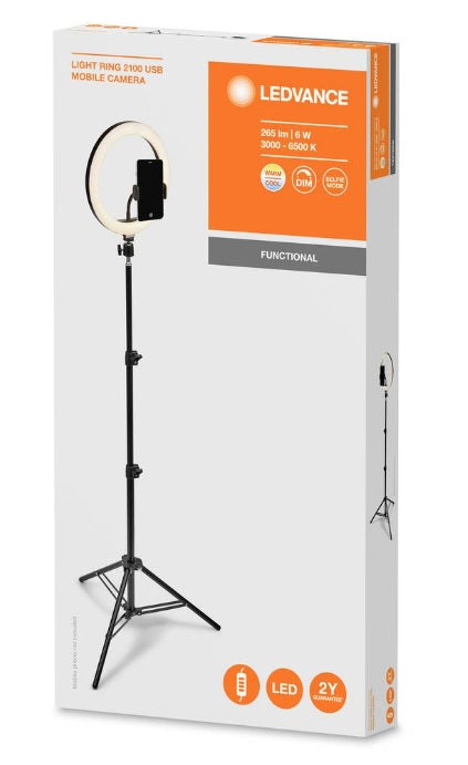 Ring Light LEDVANCE OSRAM 2100 USB με Τρίποδο – 6 W 250 lm, Bluetooth & Τηλεχειριστήριο