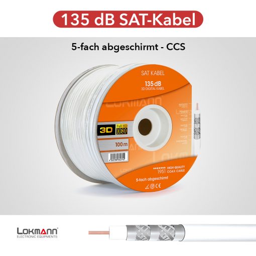 Galaxy Lokmann 1951-5C RG-6 Ομοαξονικό 500m – Θωράκιση 135dB & Χάλκινος Πυρήνας, Λευκό