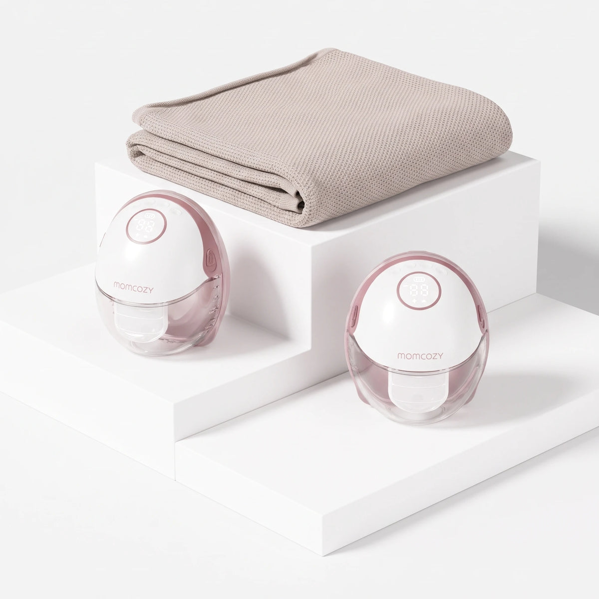 Momcozy M6 Breast Pump + Nursing Cover Bundle (Brown cover) — Momcozy bundle on light grey background