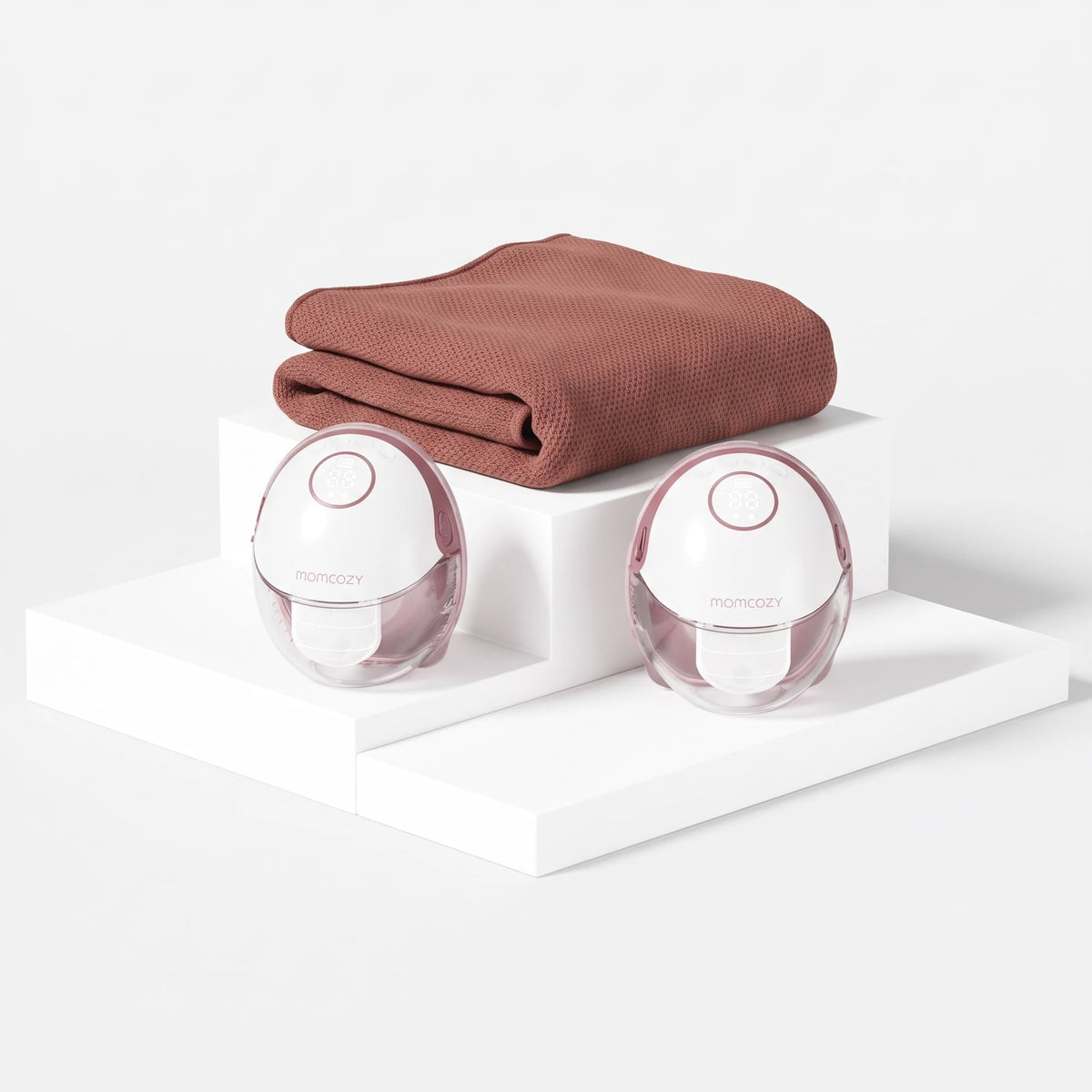 Momcozy M6 Breast Pump + Nursing Cover Bundle (Rose Taupe cover) — Momcozy bundle on light grey background
