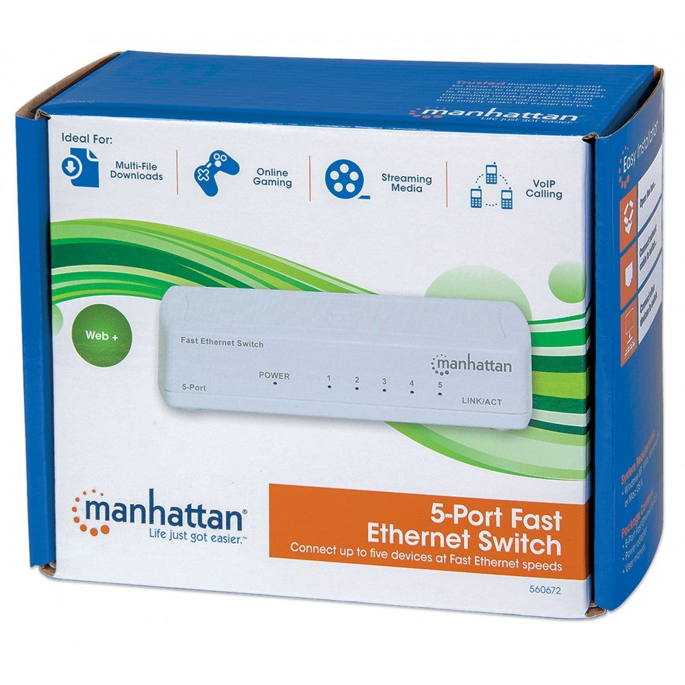 Switch Δικτύου Manhattan I-SWHUB-050S 5 Θυρών – 10/100 Mbps & Plug-and-Play Fanless