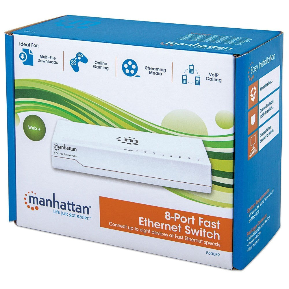 Switch Fast Ethernet Manhattan I-SWHUB-080S 8 Θυρών – 10/100 Mbps, Auto MDI/MDX & Fanless