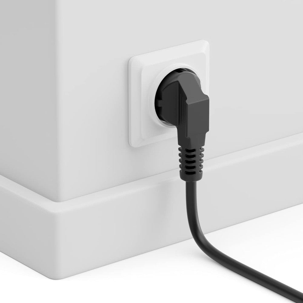 MPL POSAC-C13L-EU18 Angled Power Cable – IEC C13 90° to Schuko 90°, 1.8m, 10A, Black