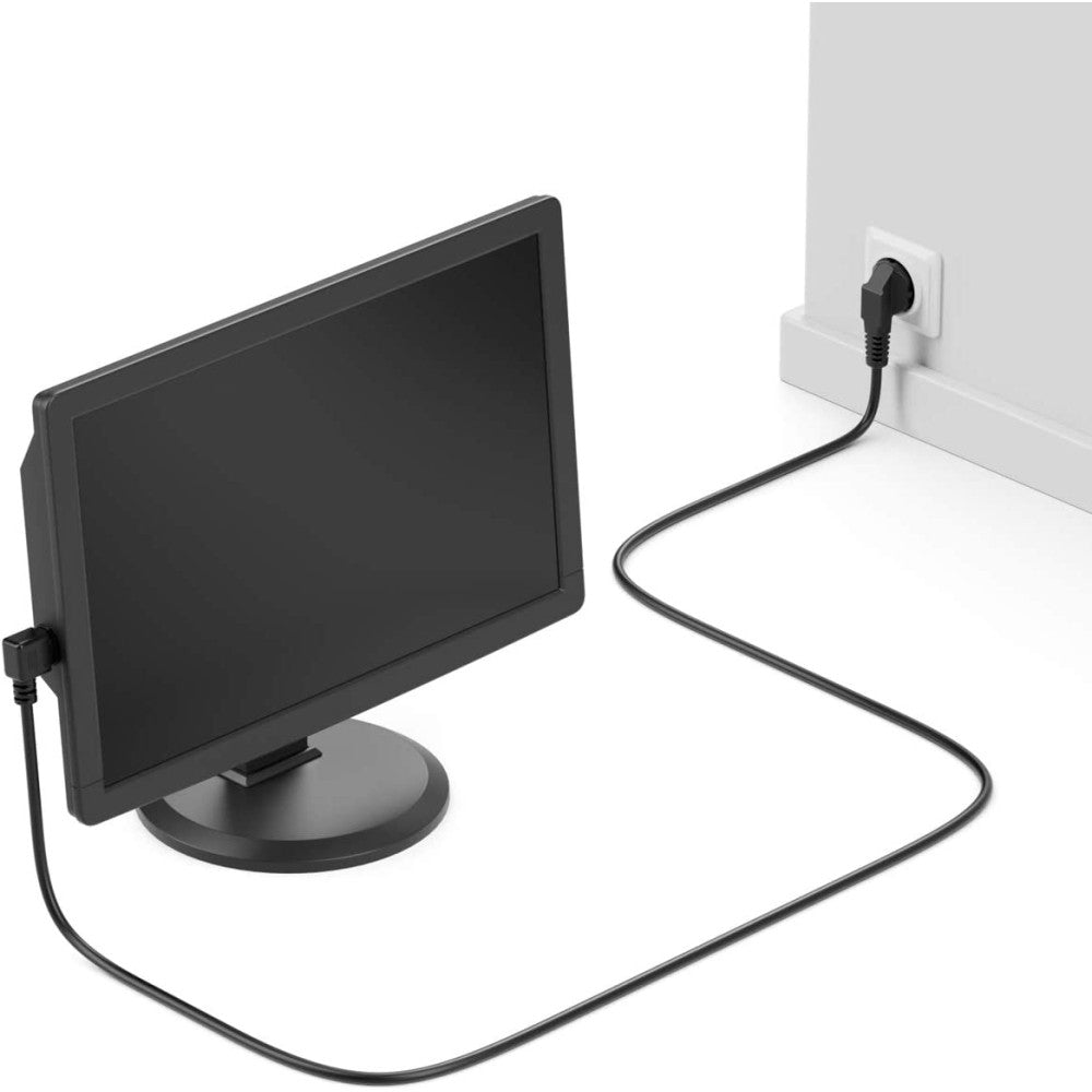 MPL POSAC-C13L-EU18 Angled Power Cable – IEC C13 90° to Schuko 90°, 1.8m, 10A, Black