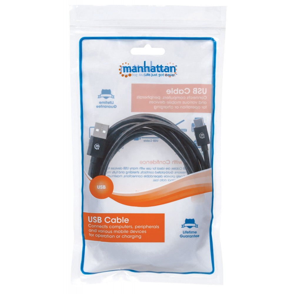 Καλώδιο Manhattan ICOC MUSB20-CMAM30 USB-A σε USB-C 3 m – USB 2.0, 480 Mbps & Μαύρο
