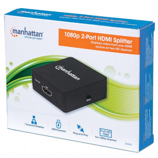 HDMI Splitter Manhattan IDATA HDMI-213C 1×2 – 1080p, 3D, HDCP 1.2 & Ενισχυτής