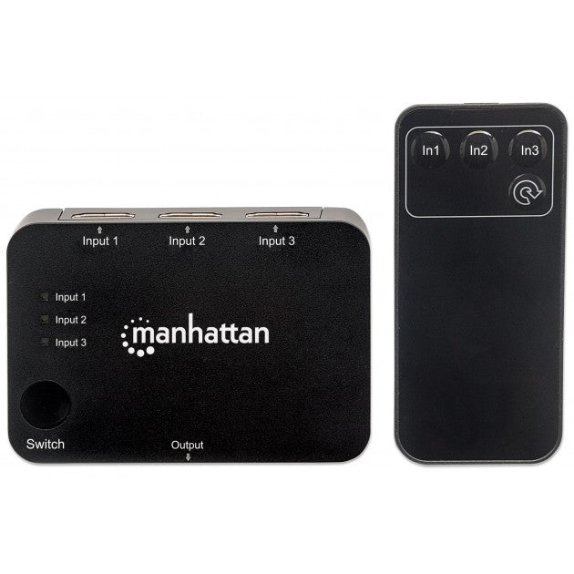 Manhattan IDATA HDMI-4K31MH HDMI Switch 3 Θυρών 4K – Αυτόματη Ανίχνευση Πηγής & IR Remote