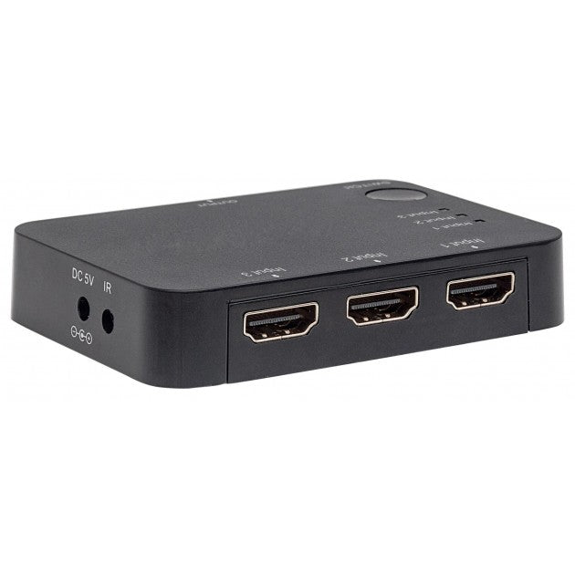 Manhattan IDATA HDMI-4K31MH HDMI Switch 3 Θυρών 4K – Αυτόματη Ανίχνευση Πηγής & IR Remote