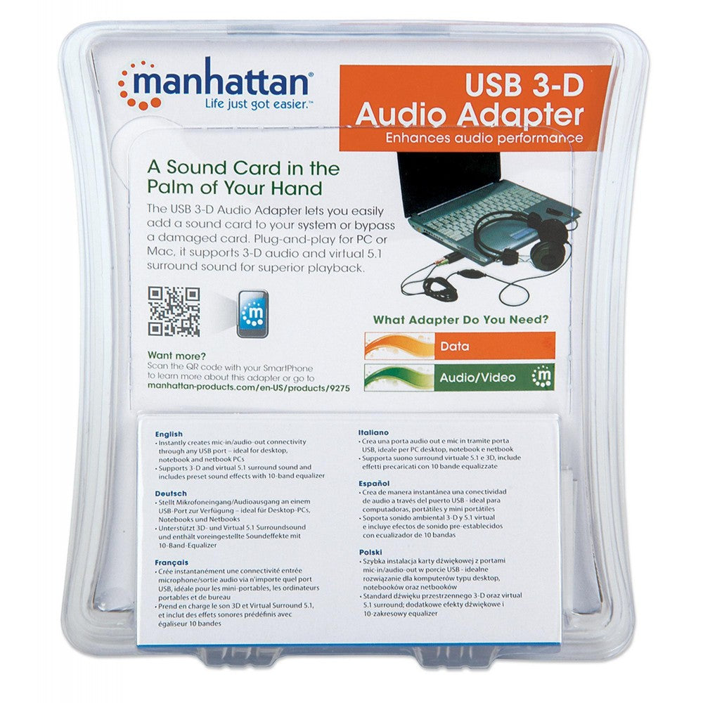 USB Κάρτα Ήχου Manhattan IUSB-DAC-879 – Virtual 5.1, Μικρόφωνο & Έξοδος 3.5 mm