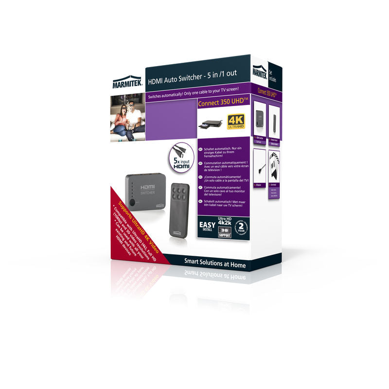 Marmitek Connect 350 UHD HDMI Switcher 5 σε 1 – 4K UHD, Auto Switching & IR Remote