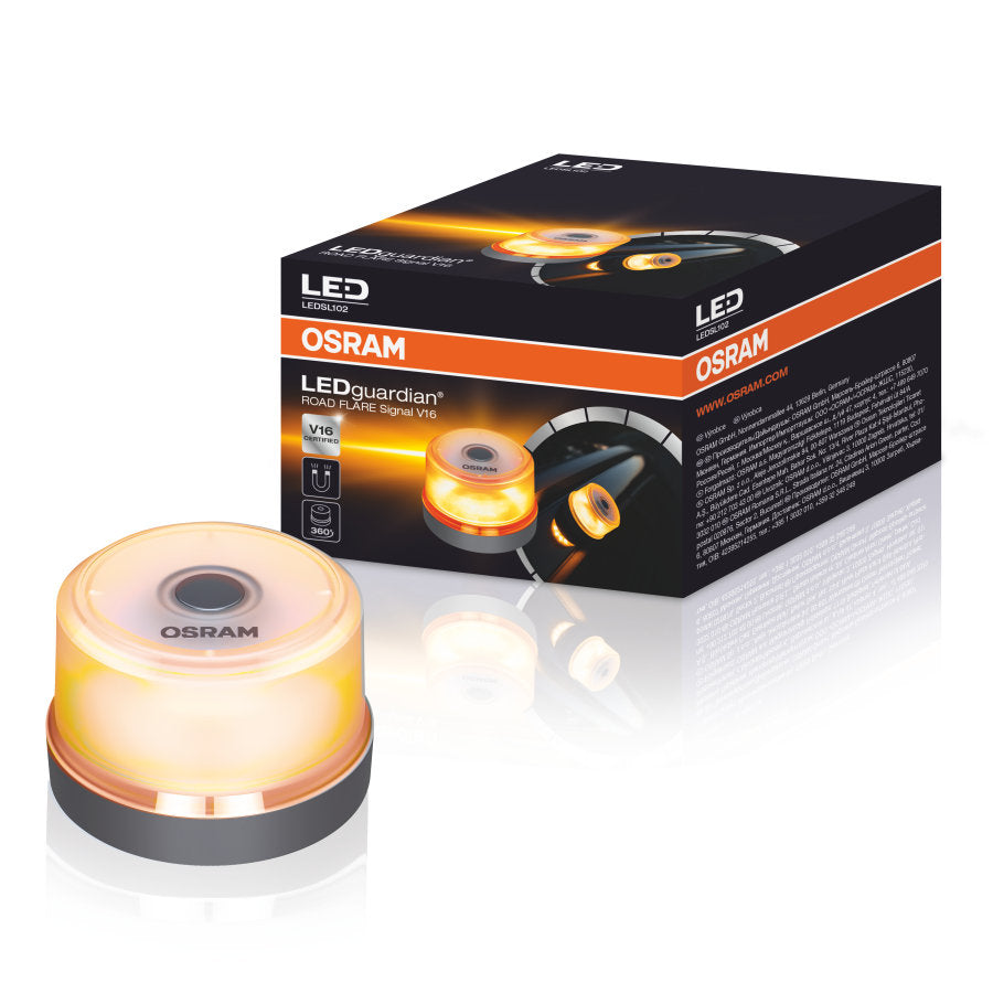OSRAM LEDguardian ROAD FLARE Signal V16 – 360° Πορτοκαλί Φάρος, IP54 & Μπαταρία 9V