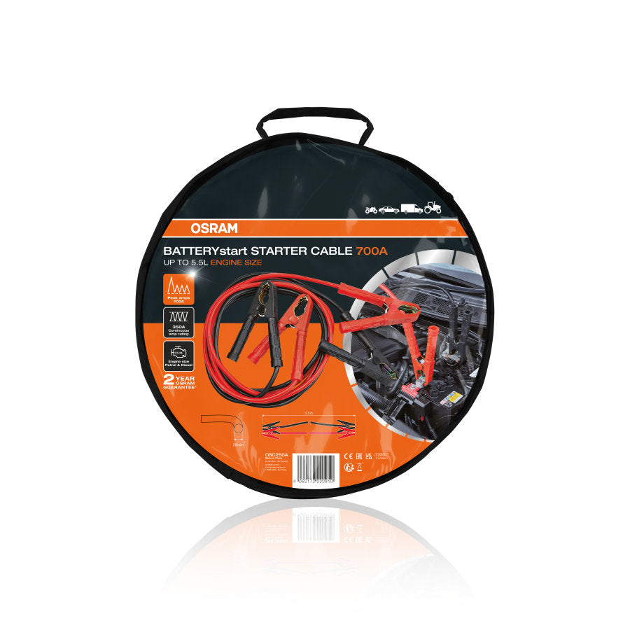 OSRAM BATTERYstart OSC250A Jumper Cables 3.5 m – 700 A Peak, 25 mm² & 12/24 V