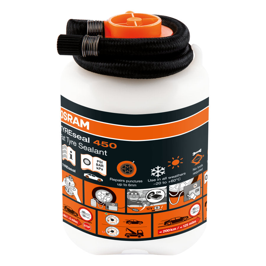 Σφραγιστικό Ελαστικών OSRAM TYREseal 450 OTSB450 – Επισκευή 6 mm, Συμβατό με TPMS & 200 km