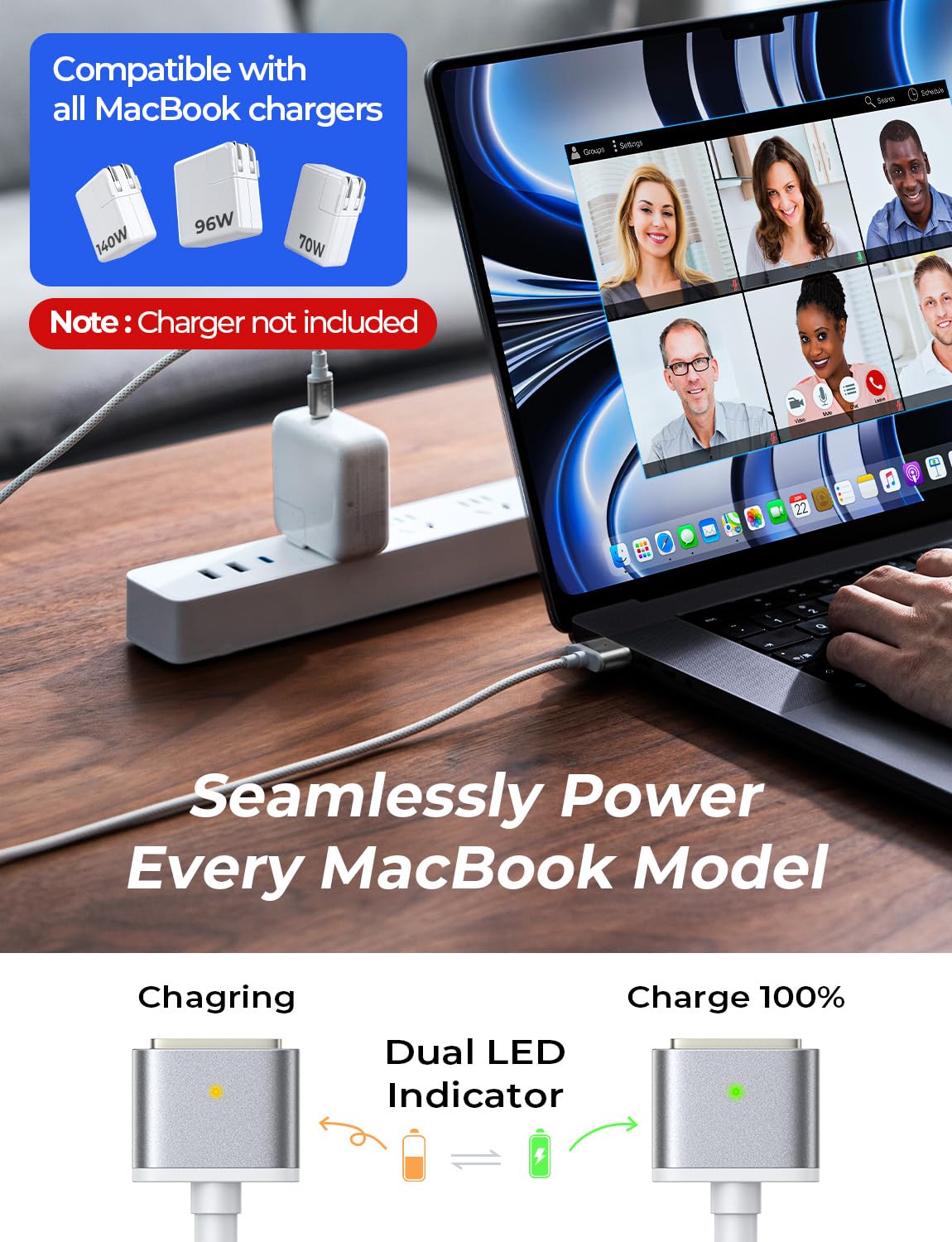 LISEN 2E332 Μαγνητικό Καλώδιο Φόρτισης USB-C 2 μ – 140 W PD, Πλεκτό Νάιλον, Γκρι