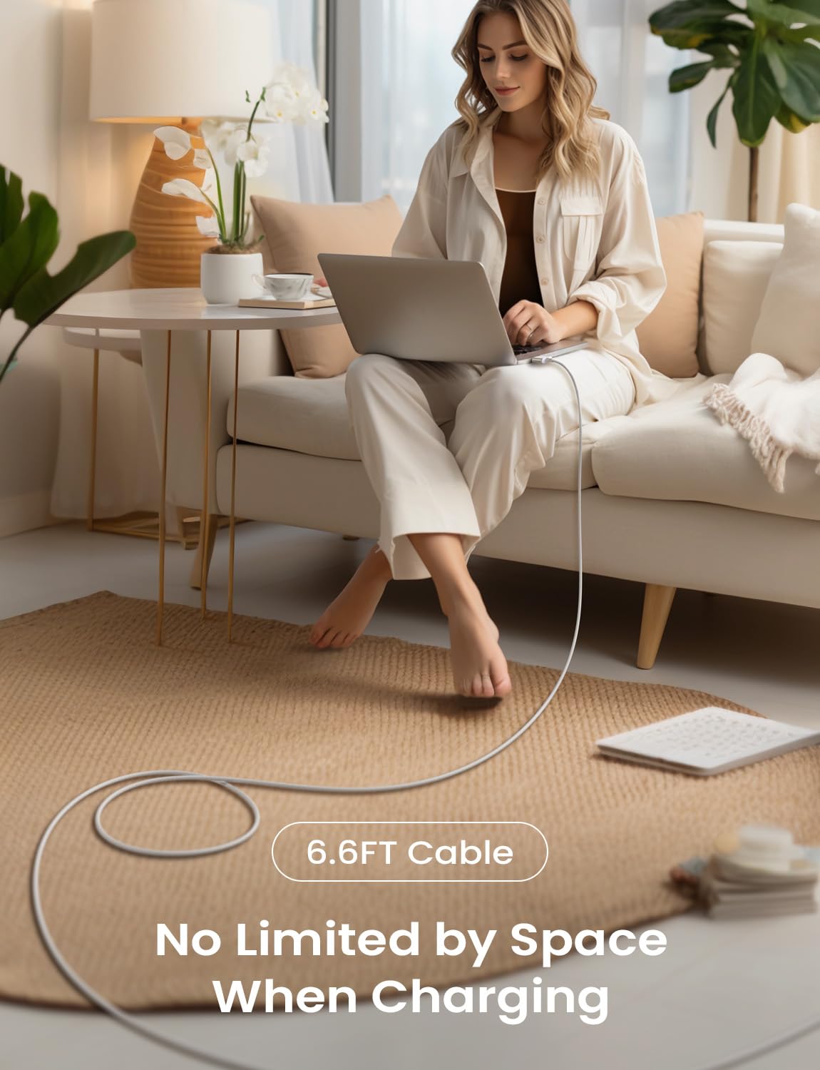 LISEN 2E332 Μαγνητικό Καλώδιο Φόρτισης USB-C 2 μ – 140 W PD, Πλεκτό Νάιλον, Γκρι