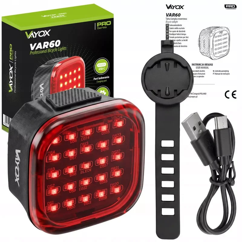 Rear Bike Light 500mAh 60lm IPX6 Brake VAR60 VAYOX - view 8