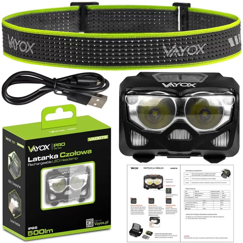 Rechargeable Headlamp 500lm VA0078 VAYOX - view 9