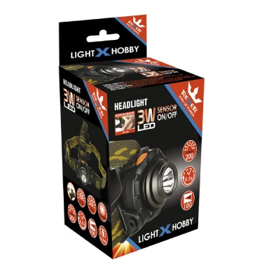 Φακός Κεφαλής LED Rexer RX1026 με Αισθητήρα – 3 W CREE, 200 lm & Ψυχρό Λευκό 6000 K