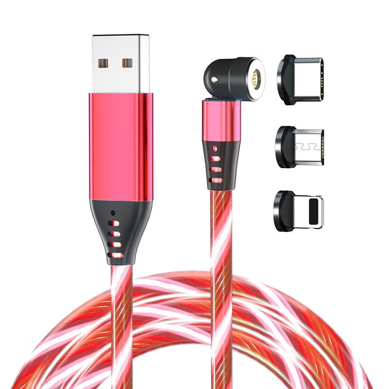 RP Μαγνητικό Καλώδιο USB 3 σε 1 1m – USB-C, Micro-USB & Lightning, Φωτιζόμενο, Κόκκινο