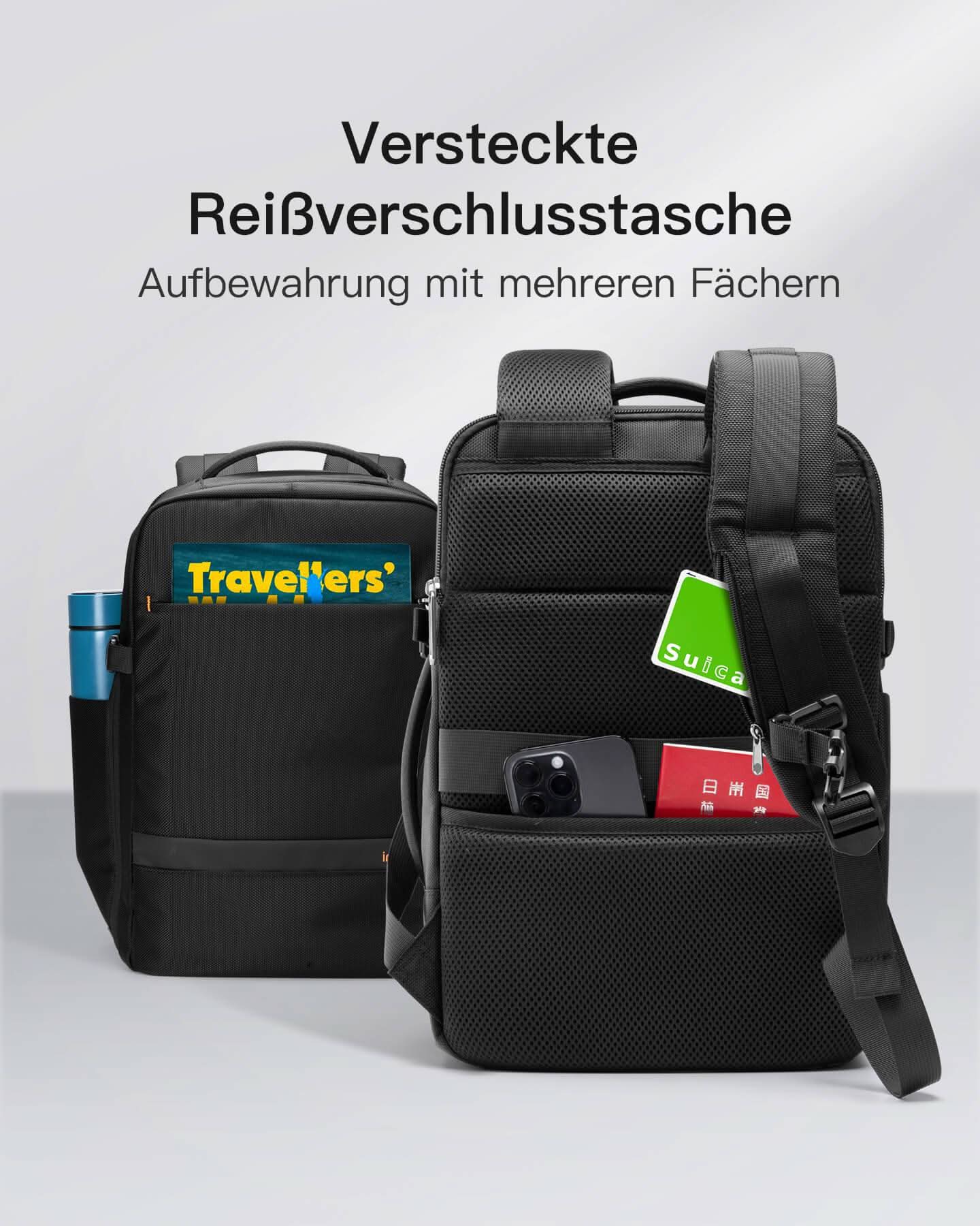 Inateck BP03005 Σακίδιο Carry-On – 20–42 L Επεκτεινόμενο, Άνοιγμα 180° & Θήκη 15,6"