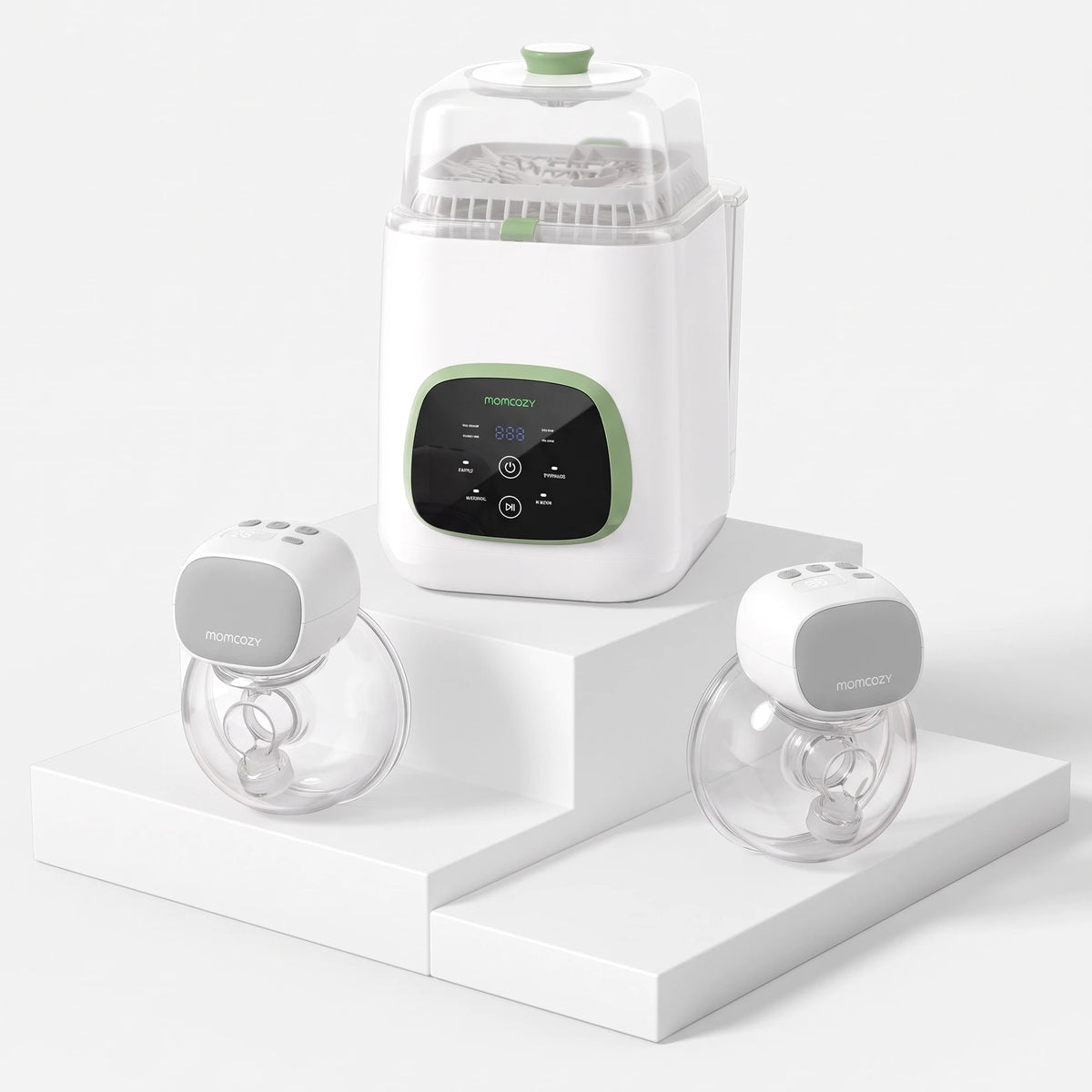 Momcozy S9 Pro Breast Pump + KleanPal Pro Bottle Washer Bundle — Momcozy bundle on light grey background