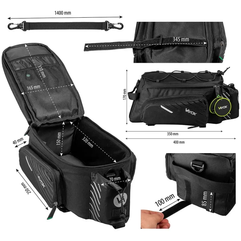 Single Bike Pannier Bag with Side Pockets 12L VA0171 VAYOX - view 8