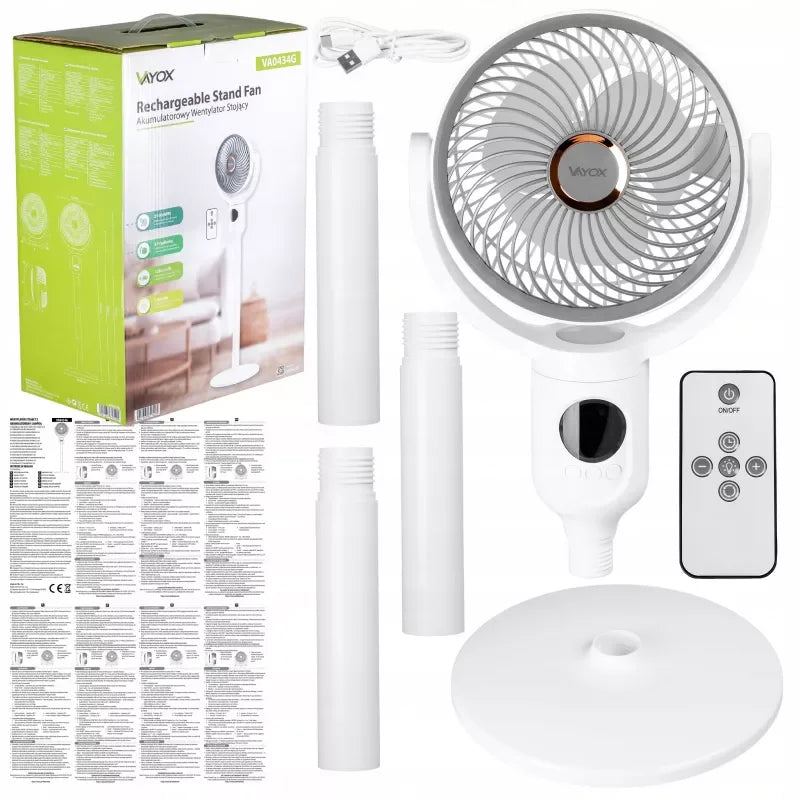 Standing Fan with Battery and 6xSMD Light (WD-289) Grey VA0434G VAYOX - view 9