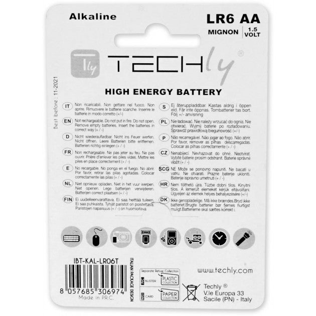 Techly IBT-KAL-LR06T AA Alkaline LR06 1.5V Batteries 4-Pack - view 2
