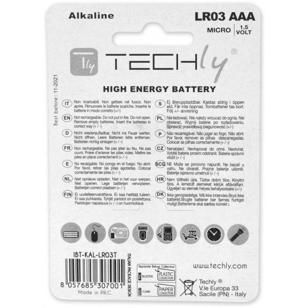 Techly IBT-KAL-LR03T AAA Alkaline LR03 1.5V Batteries 4-Pack - view 2