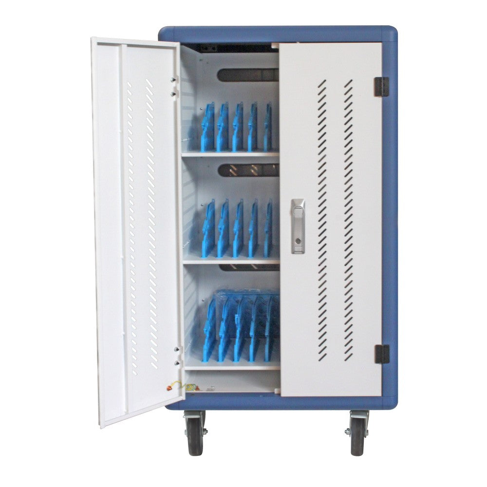 Techly I-CABINET-30DTY Charging Station Trolley 30 Devices White/Blue - view 2