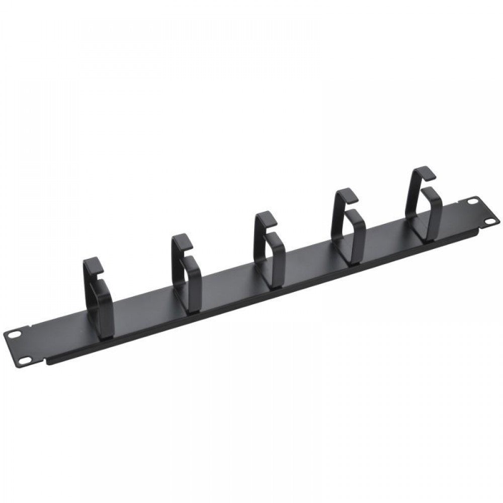 Techly I-CASE CABLE-BK5 1U 19" Cable Management Panel – 5 Rings, Black Metal & 482 mm