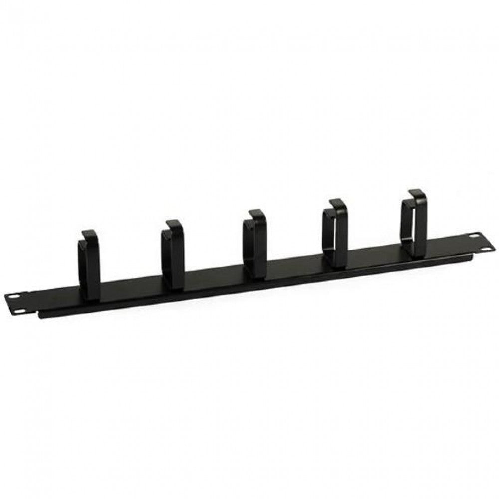 Techly I-CASE CABLE-BK5 1U 19" Cable Management Panel – 5 Rings, Black Metal & 482 mm