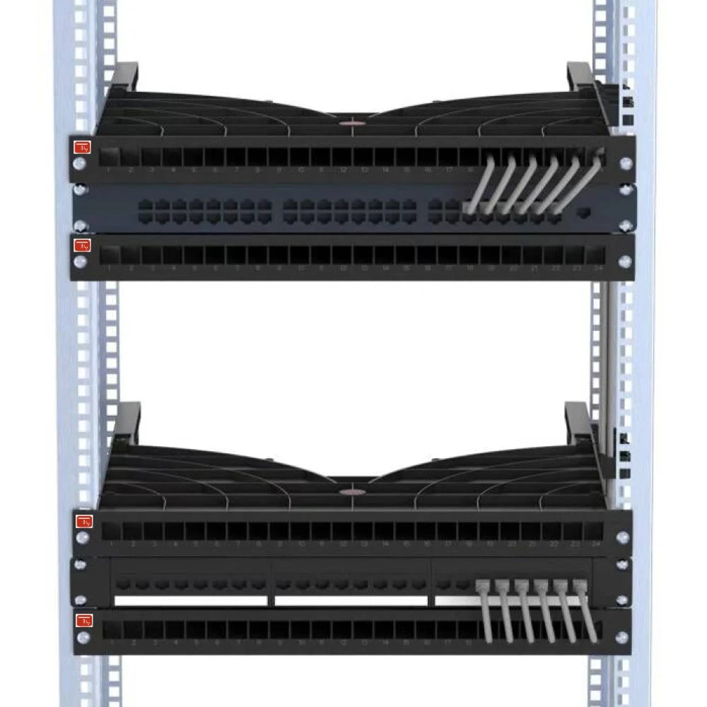 Techly I-CASE TRAY-ORG800 Cable Management Shelf 24 Ports for 19" Rack 800mm - view 7