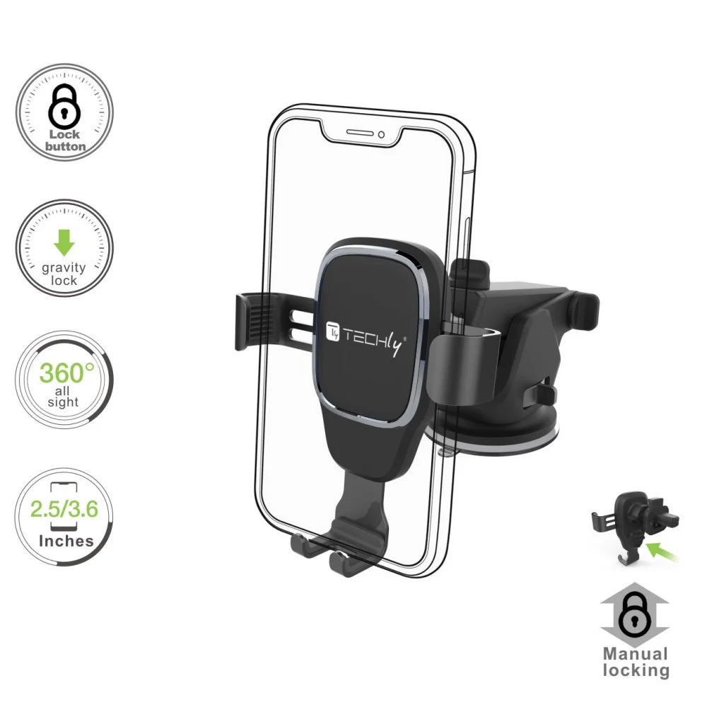 Techly I-SMART-GRAV Gravity Car Phone Holder — View 8