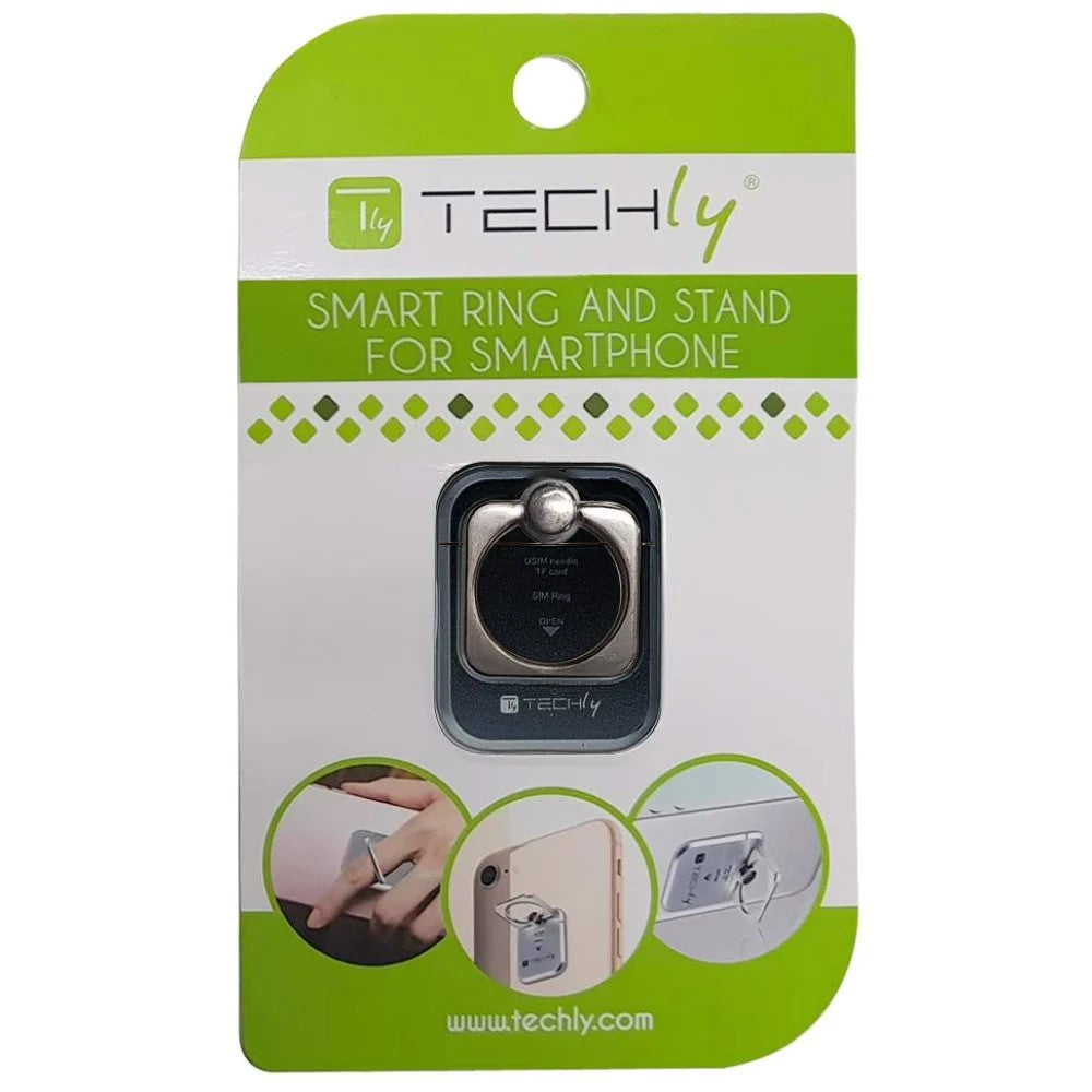 Techly I-SMART-RINGB Smartphone Ring Stand — View 2