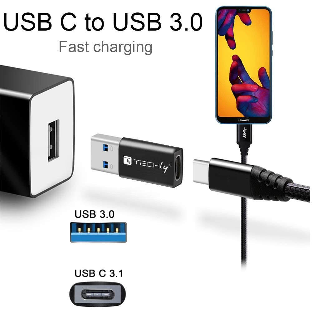 Techly IADAP USB3-AFT USB 3.0 Type A Male to USB-C Female Adapter - view 3