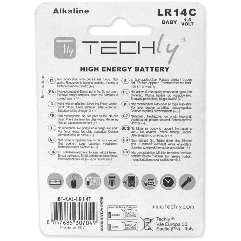 Techly IBT-KAL-LR14T C Alkaline LR14 1.5V Batteries 2-Pack - view 2